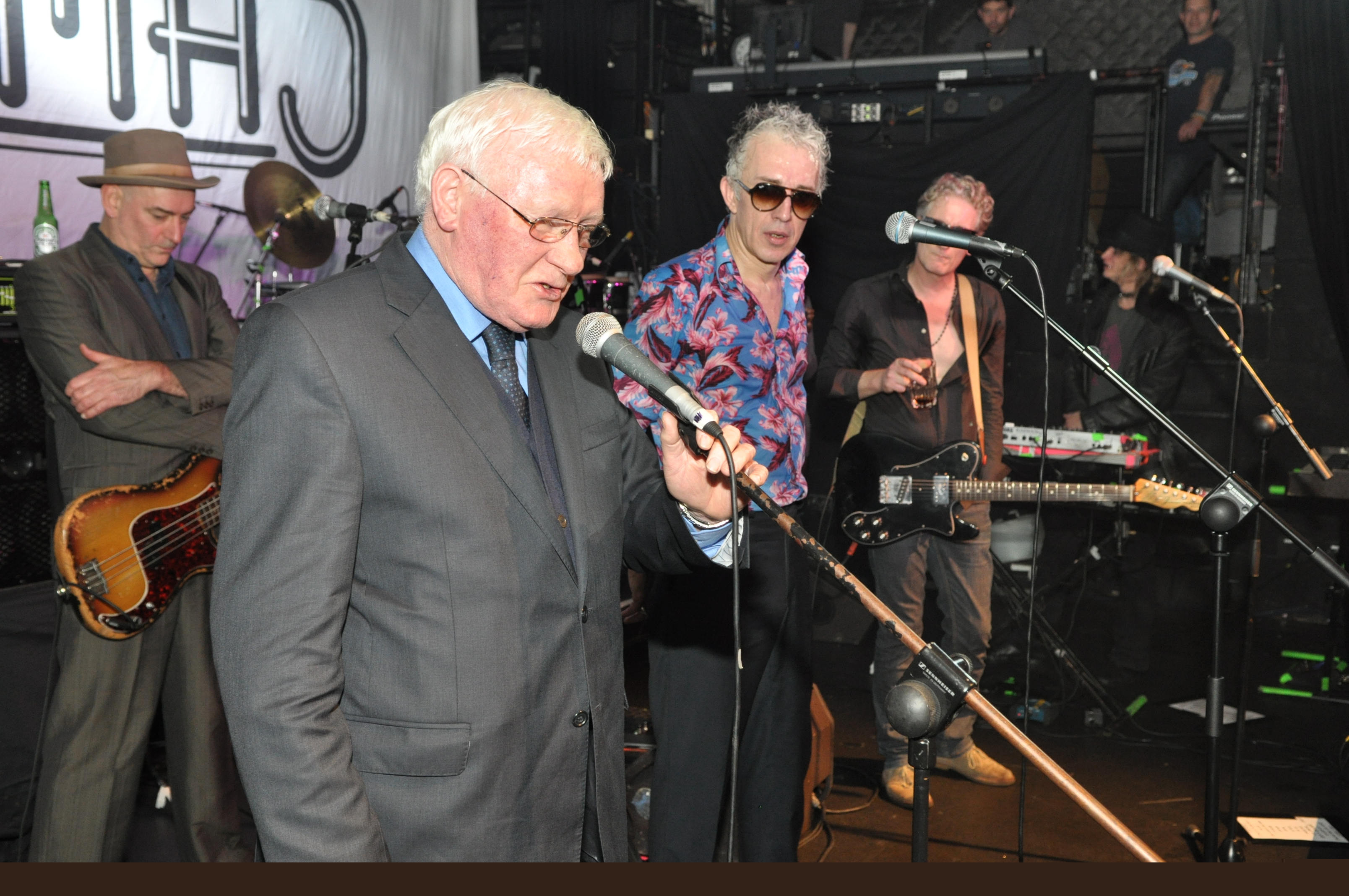 Sean Garland speaking at Alabama 3 gig in Dublin